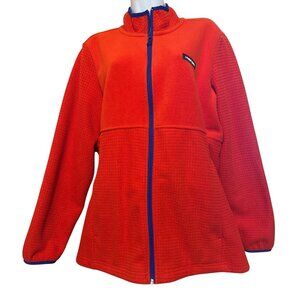 Lands' End Orange Grid Fleece Full Zip Women's XL (18)